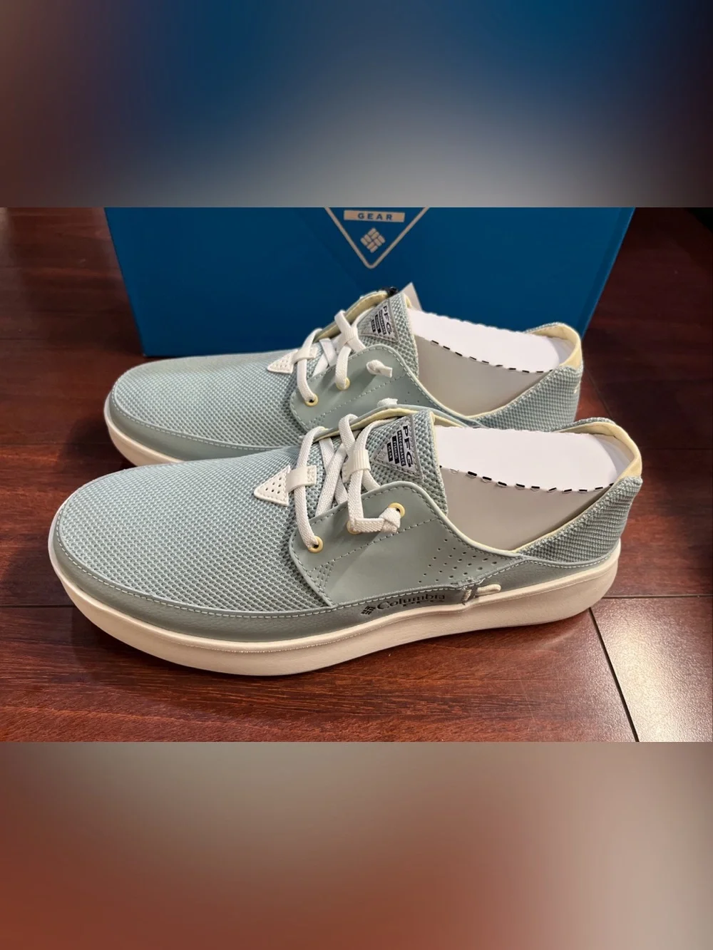 Mens 11 Columbia Boatside Breathe Relaxed PFG  Shoe Slip On Blue Mesh Fishing